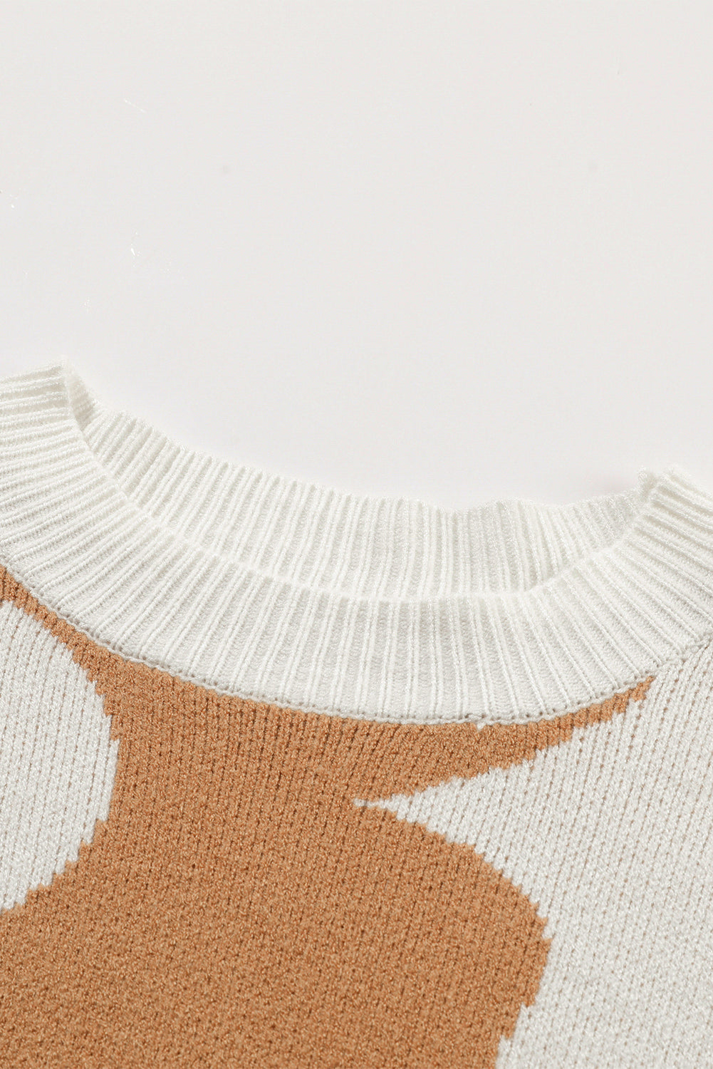 Khaki Big Flower Pattern Drop Shoulder Sweater - Viraxa