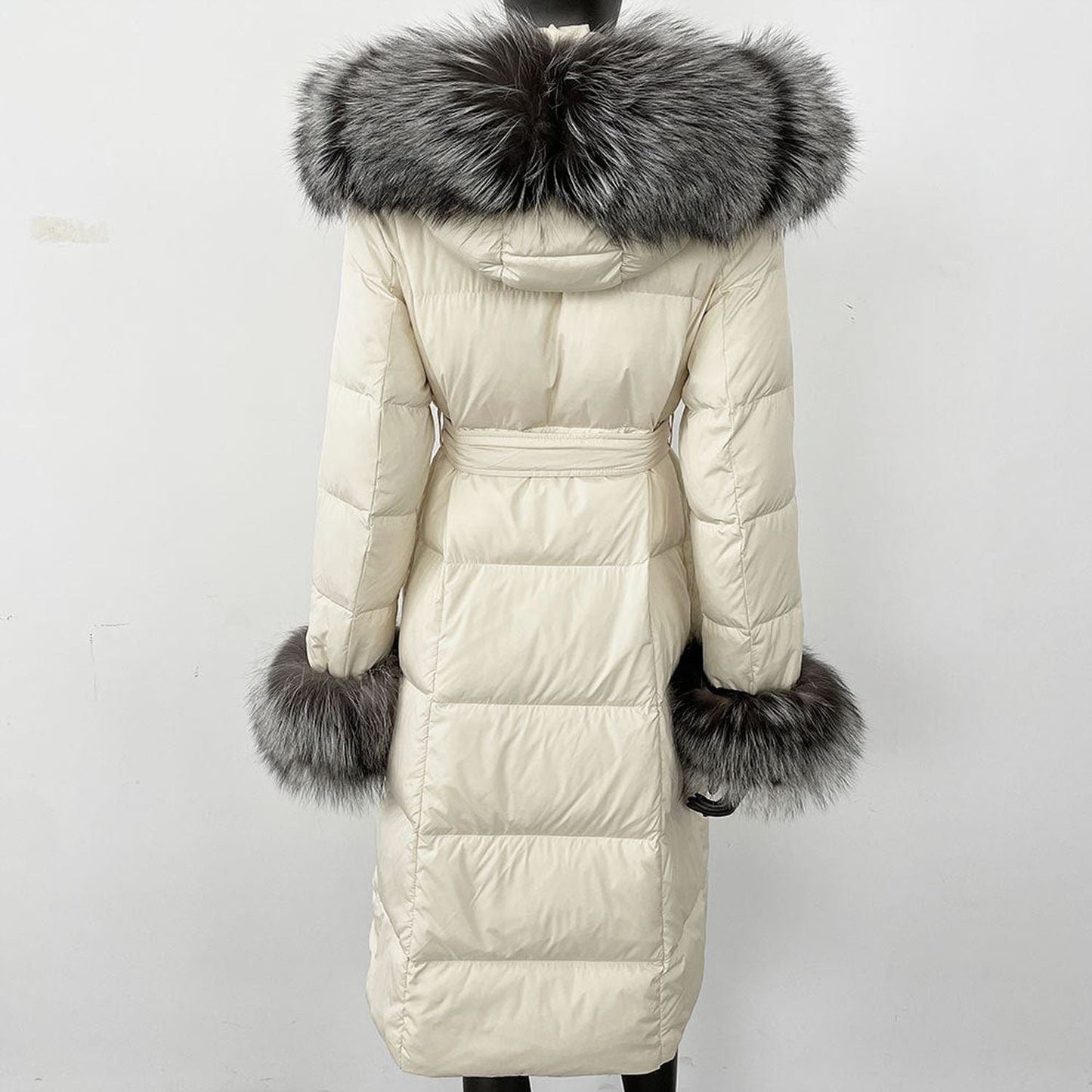 Thickened Long Section White Goose Down Slim Fit Women's Coat