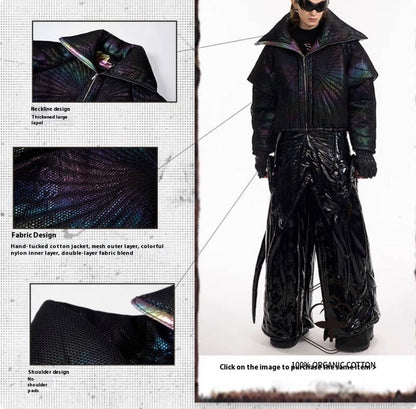 Male Dark Knight Large Collar Alien Short Cotton Jacket