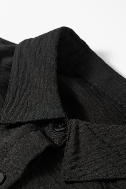 Black Pure Color Patch Pocket Shirt