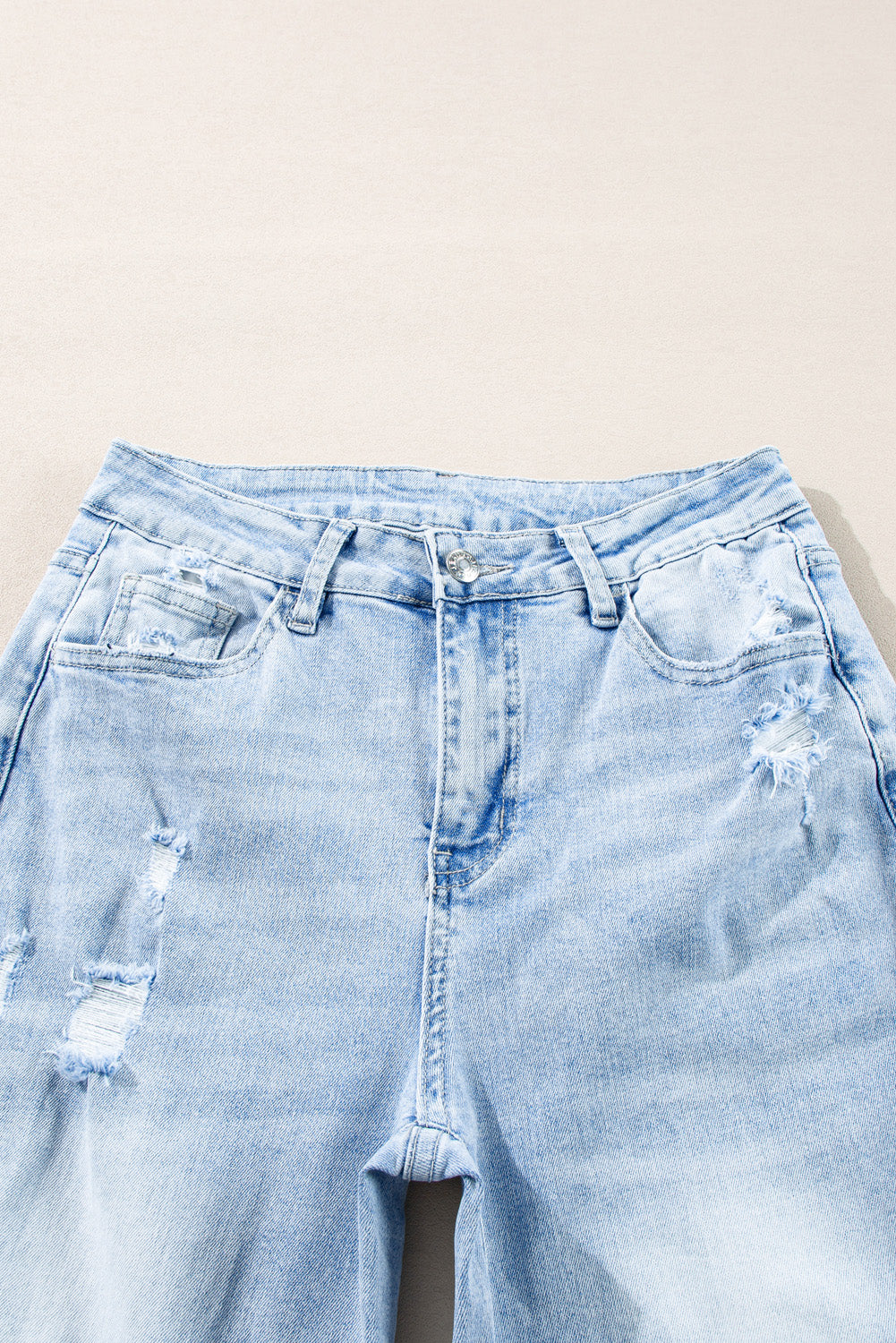 Beau Blue Light Wash Distressed Straight Jeans - Viraxa