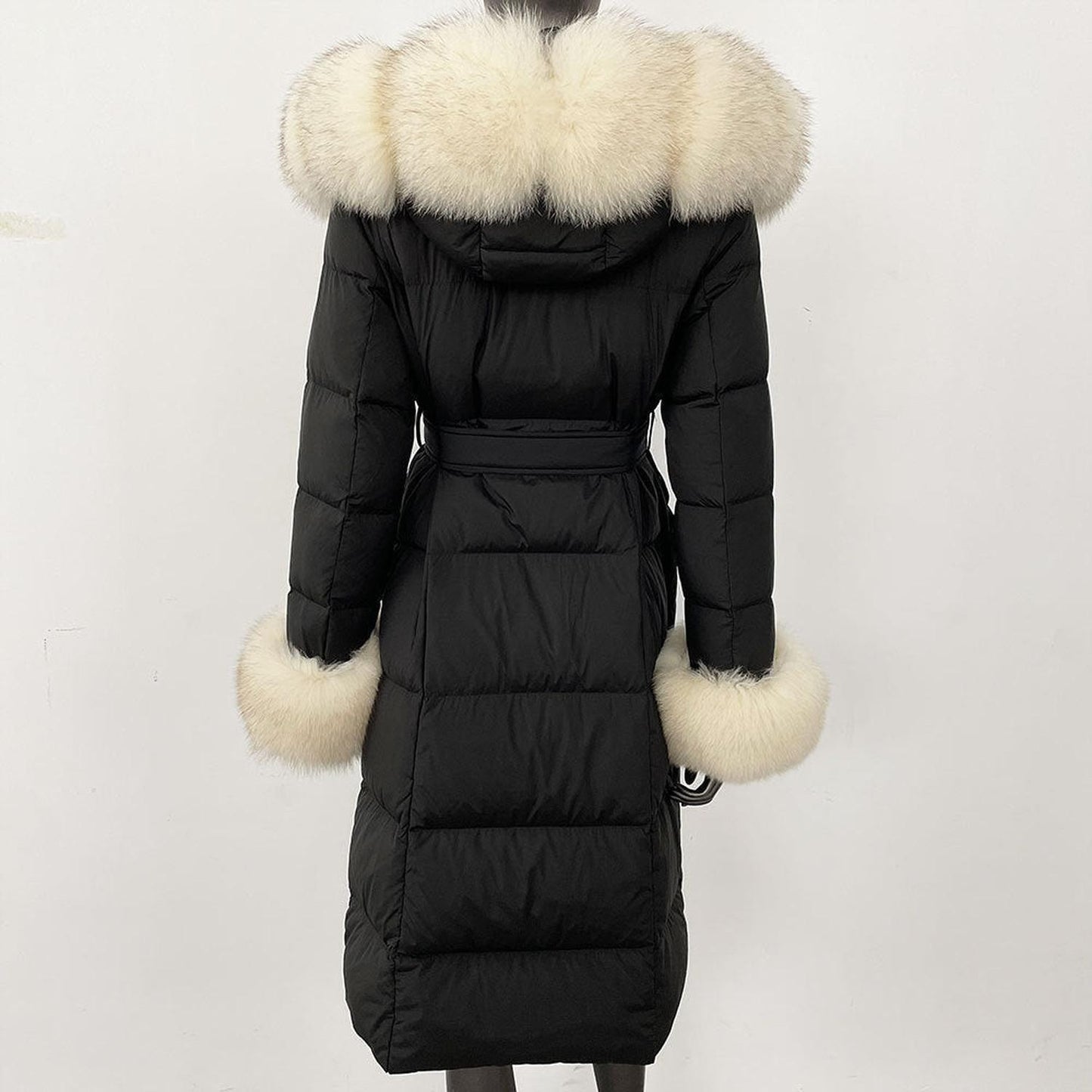 Thickened Long Section White Goose Down Slim Fit Women's Coat