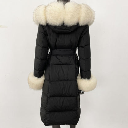Thickened Long Section White Goose Down Slim Fit Women's Coat
