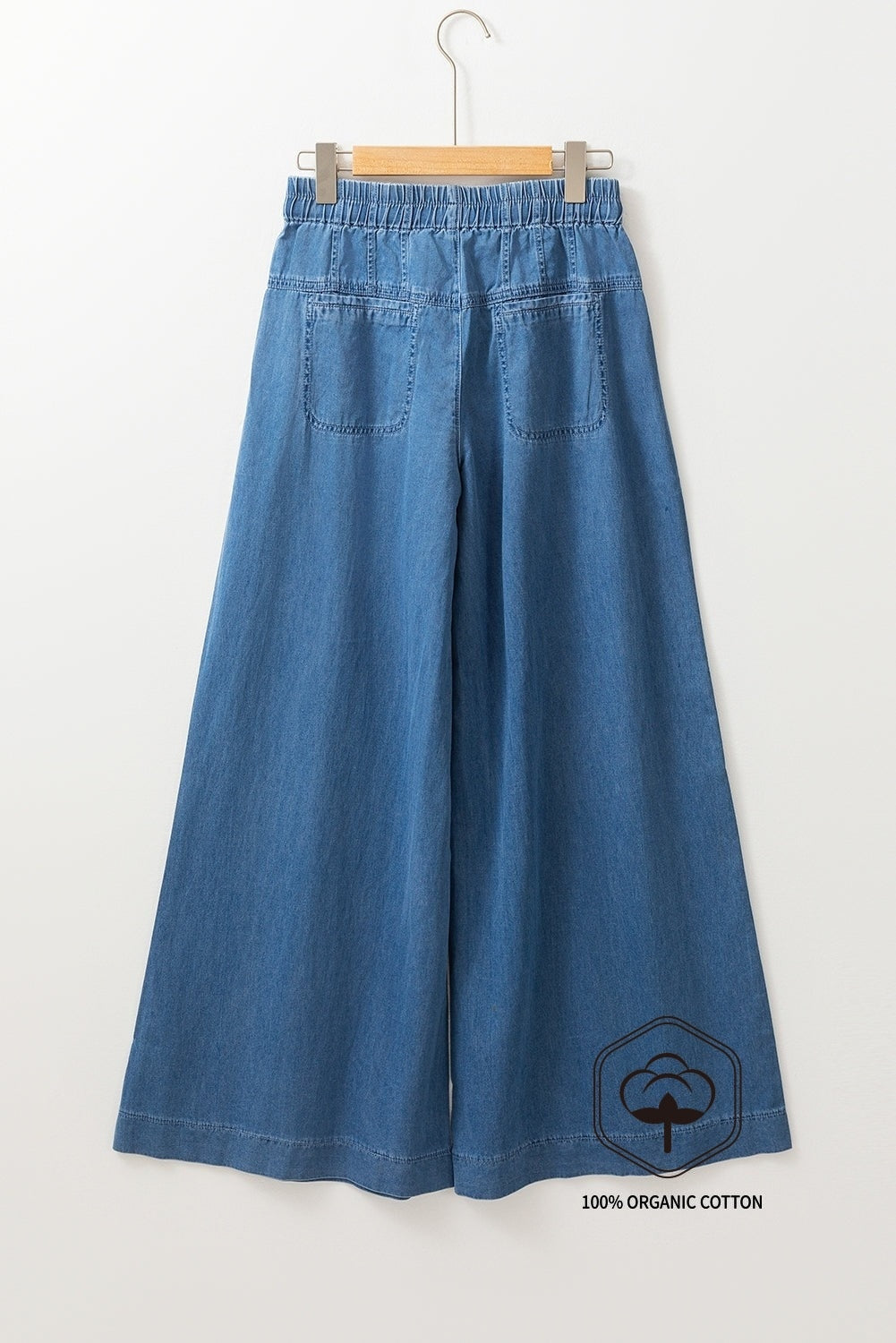 Dusk Blue Mineral Wash Button Fly Waist Wide Leg Jeans - Viraxa
