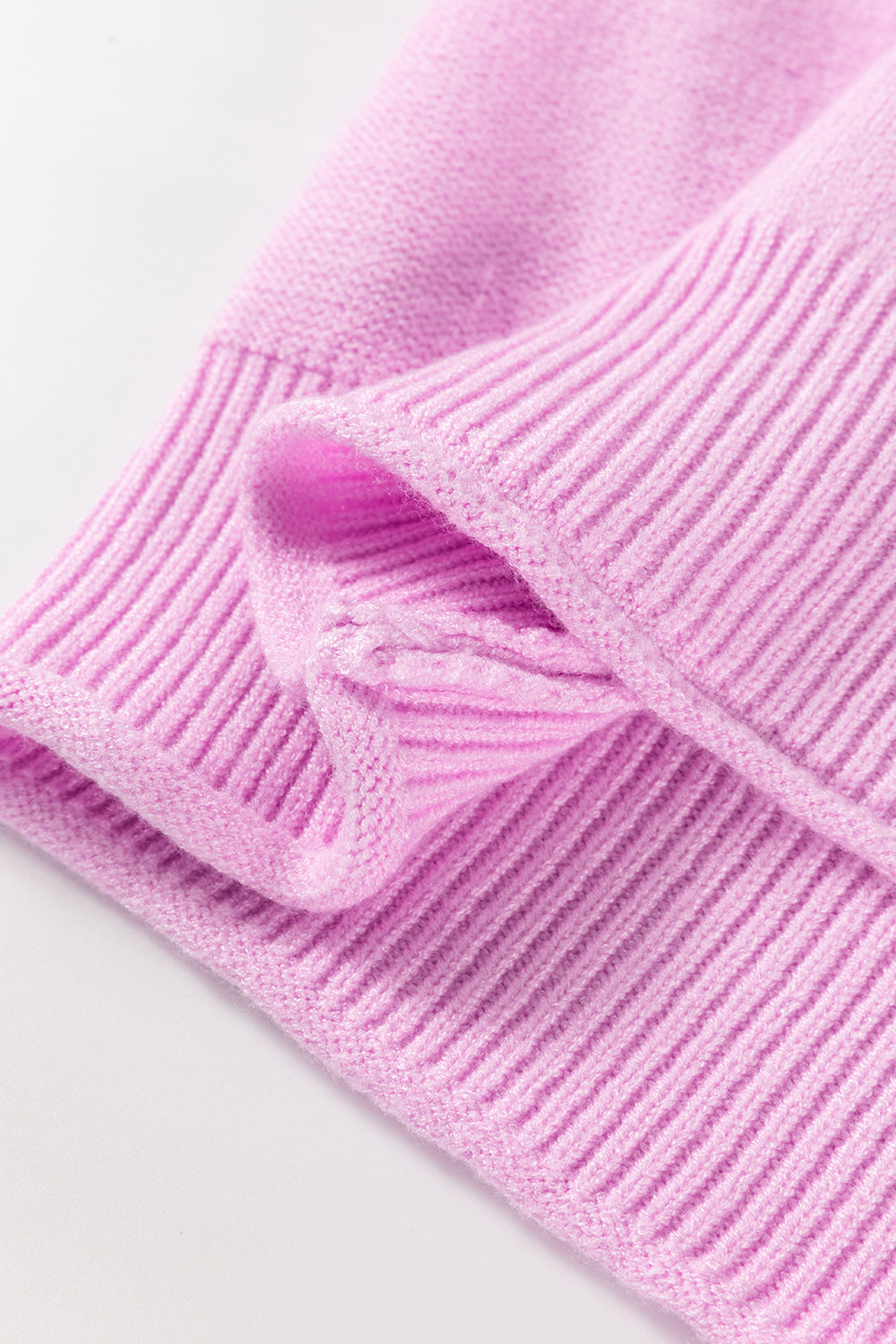 Pink Raw Edge Ribbed Detail Drop Shoulder Sweater - Viraxa