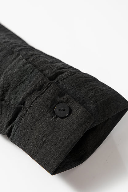 Black Pure Color Patch Pocket Shirt
