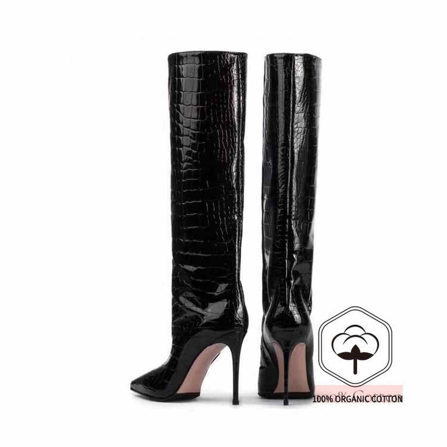 High Heel Shoes Suede Large Tube Circumference High Leg Boot - Viraxa