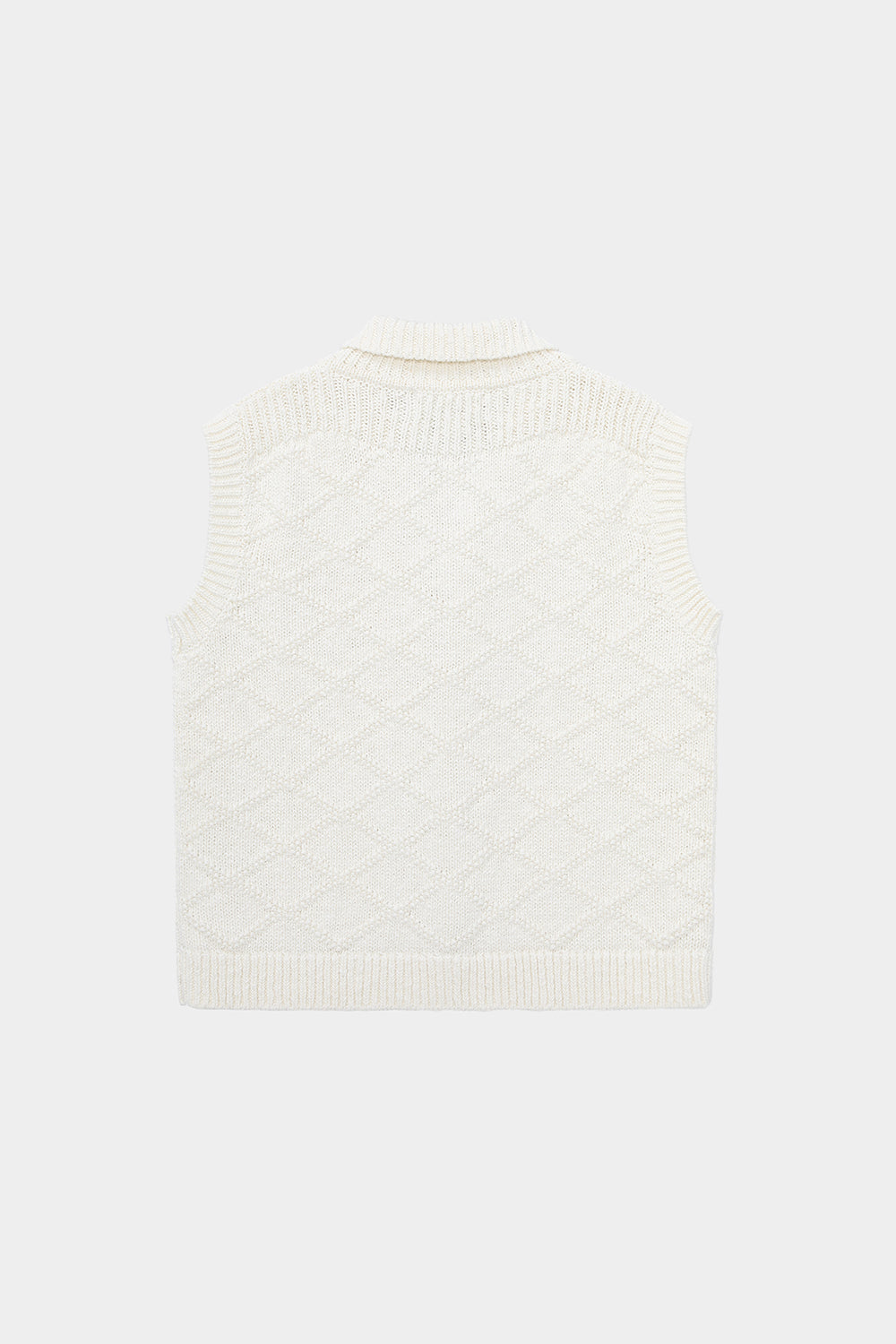 Vintage Cotton Texture Diamond Lattice Woven Cardigan Vest