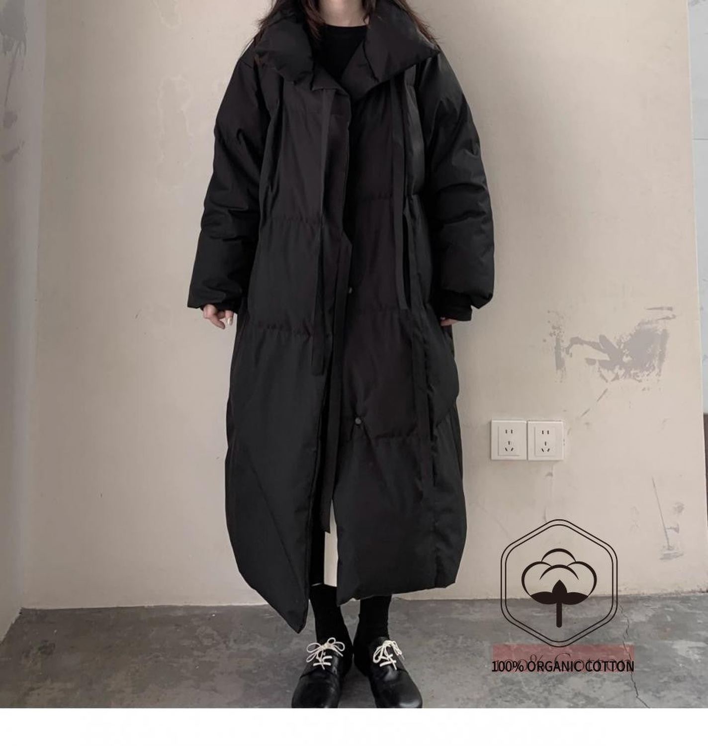 Down Cotton-padded Coat Dark Loose Lovers Three-quarter Length Women