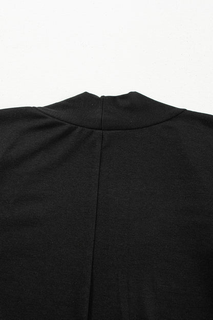 Black Split Long Cardigan and Skinny Pants Lounge Set - Viraxa