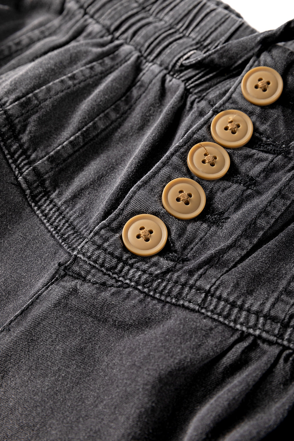 Carbon Grey Mineral Wash Button Fly Waist Wide Leg Jeans - Viraxa