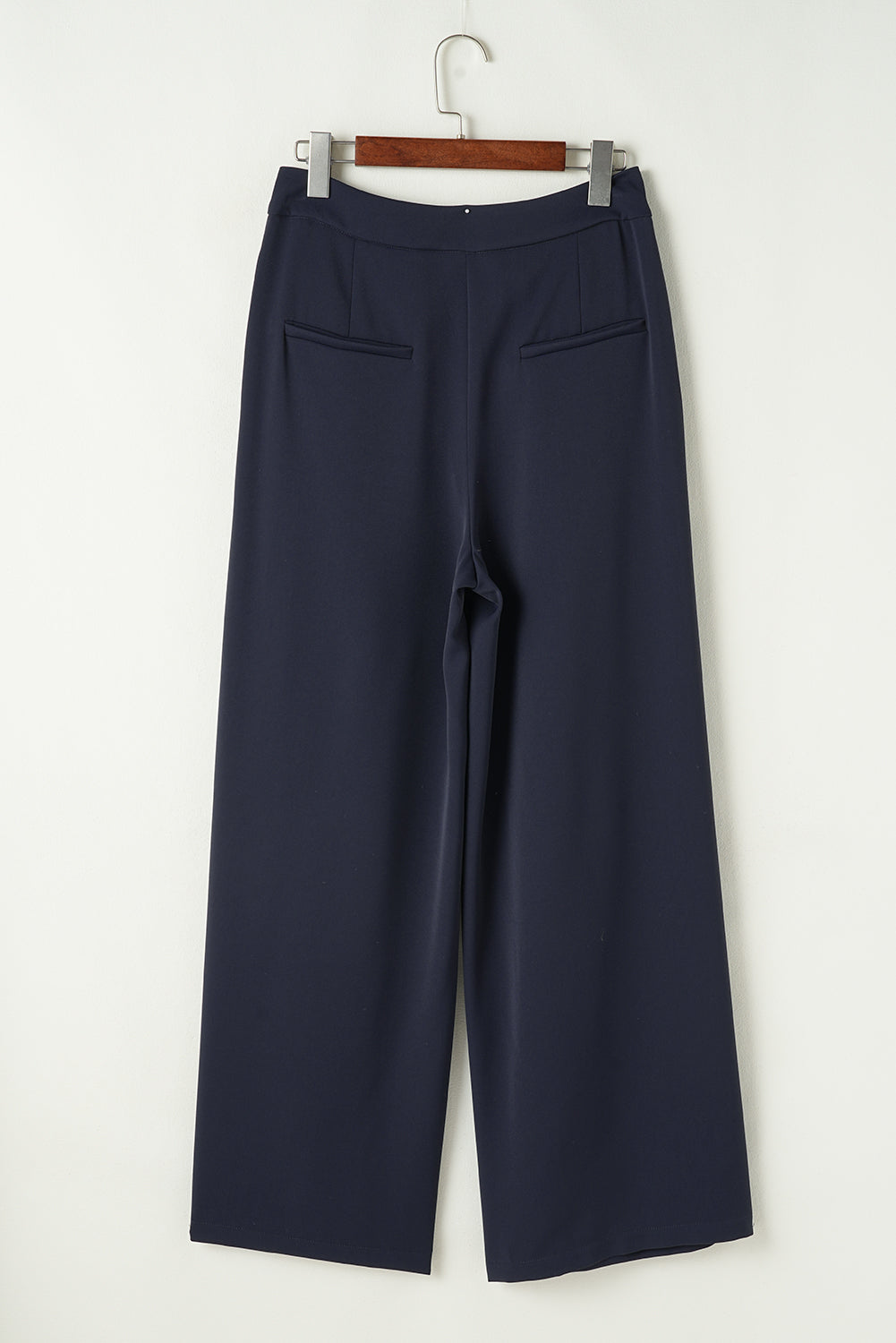 Dirty blue Dual Buttoned High Waist Pleated Wide Leg Pants - Viraxa