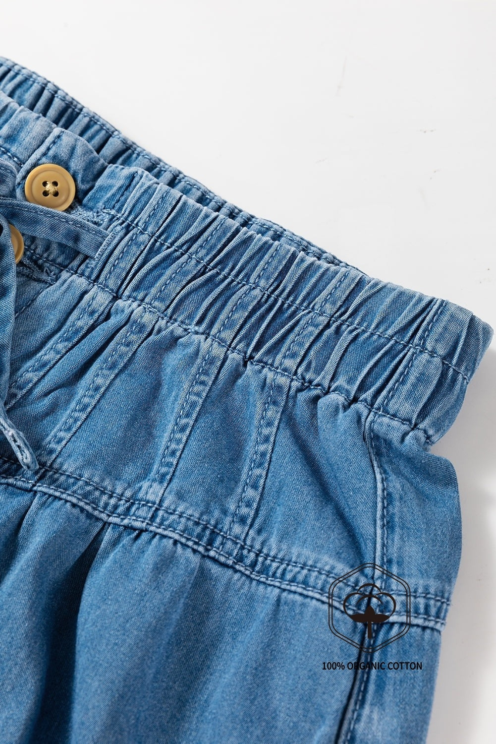Dusk Blue Mineral Wash Button Fly Waist Wide Leg Jeans - Viraxa