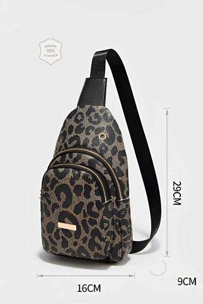 Leopard Print PU Sling Bag - Viraxa