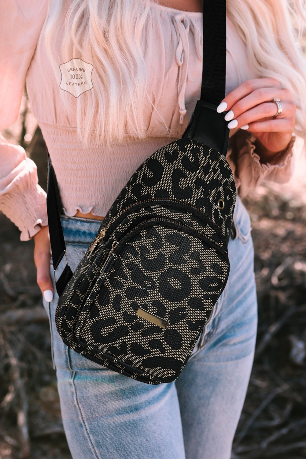 Leopard Print PU Sling Bag - Viraxa