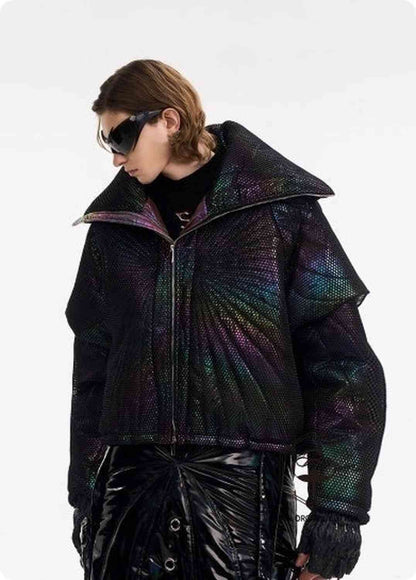 Male Dark Knight Large Collar Alien Short Cotton Jacket