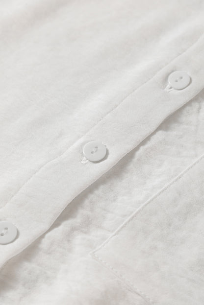White Pure Color Patch Pocket Shirt