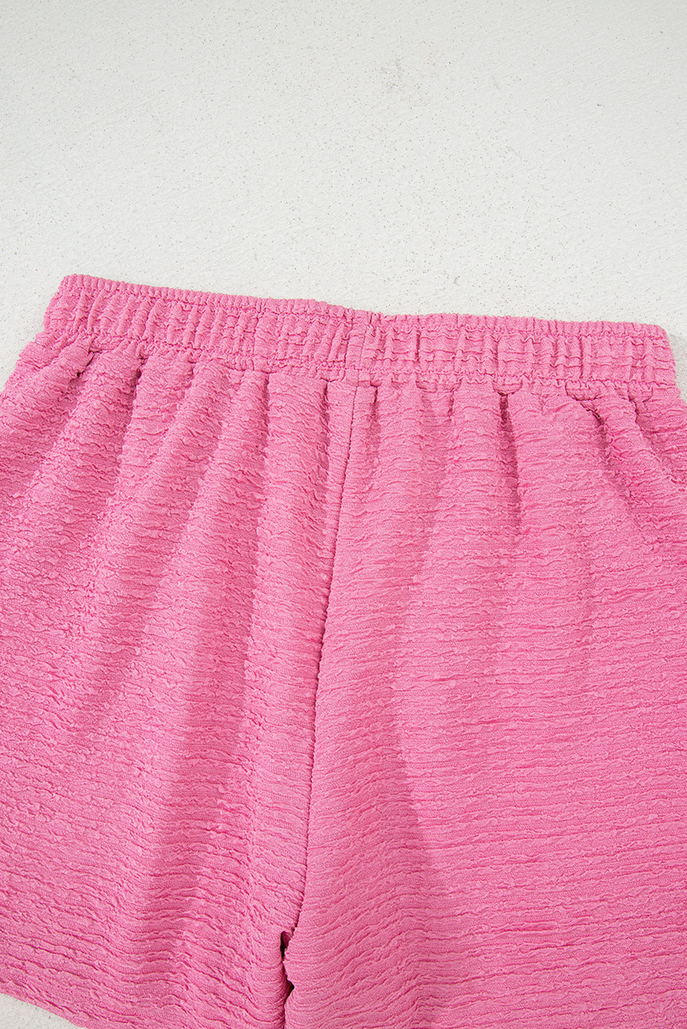 Pink Textured V Neck T Shirt and Shorts Set - Viraxa