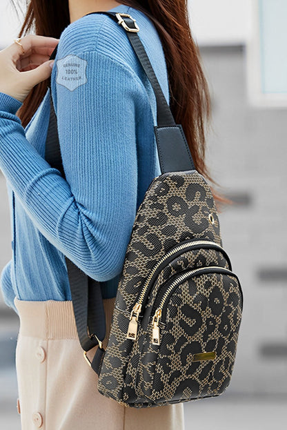 Leopard Print PU Sling Bag - Viraxa