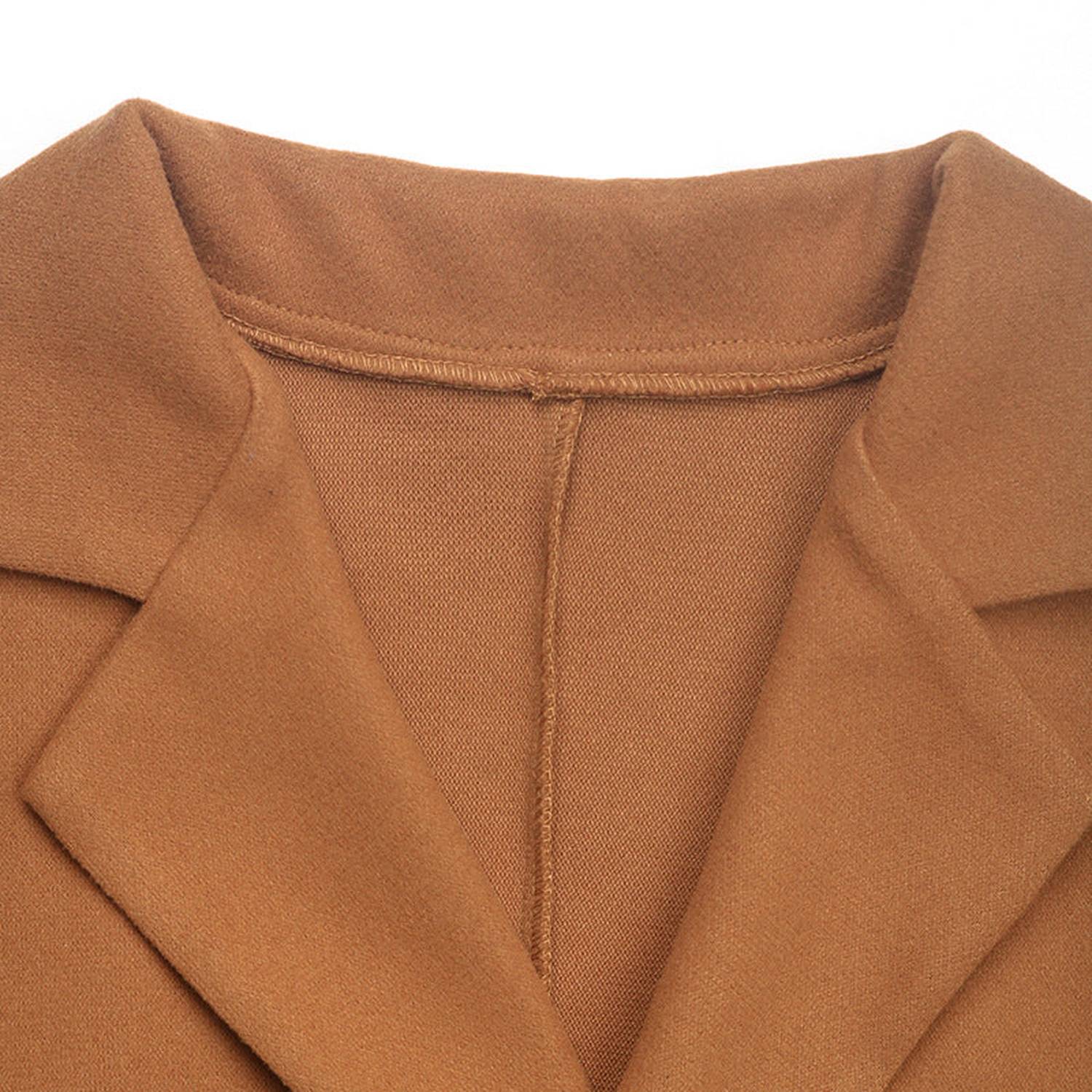Women's Lace-up Extended Solid Color Woolen Coat - Viraxa