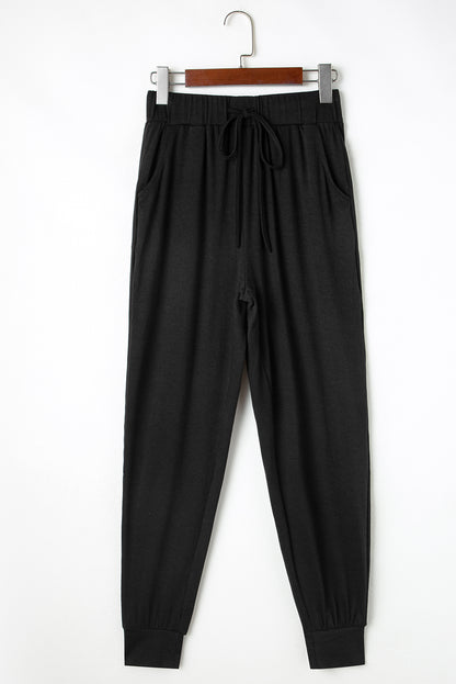Black Split Long Cardigan and Skinny Pants Lounge Set - Viraxa