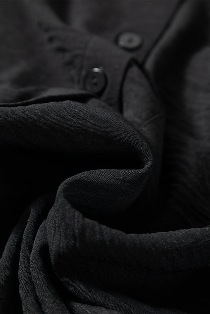 Black Pure Color Patch Pocket Shirt