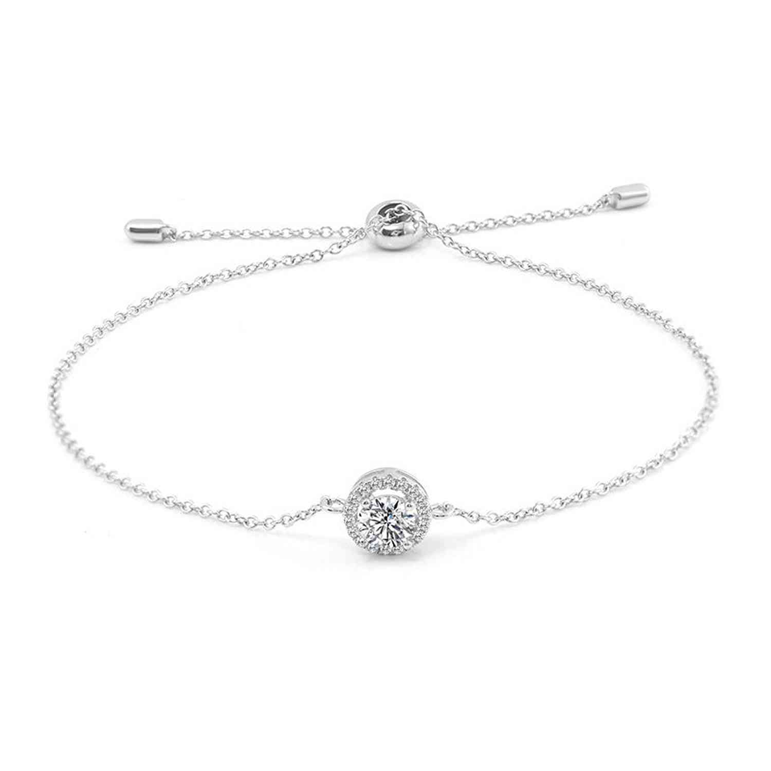 18K gold  Moissanite Round Bag Micro-inlaid Round Moissanite Electroplated K Platinum Bracelet For Women