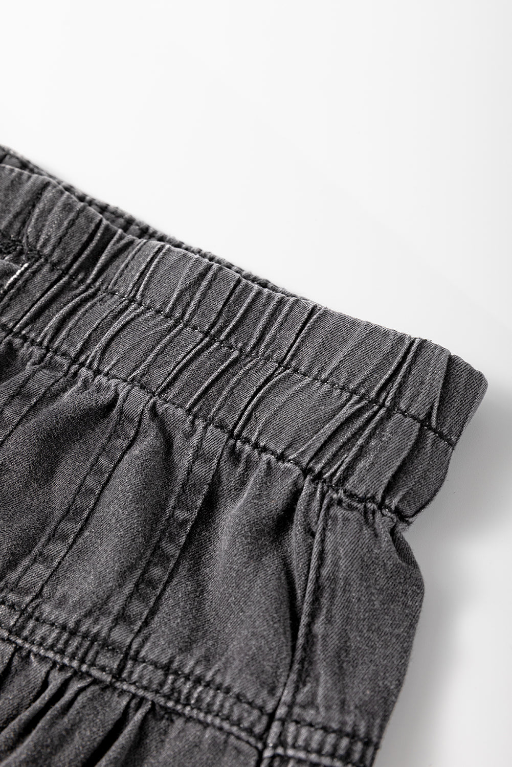 Carbon Grey Mineral Wash Button Fly Waist Wide Leg Jeans - Viraxa