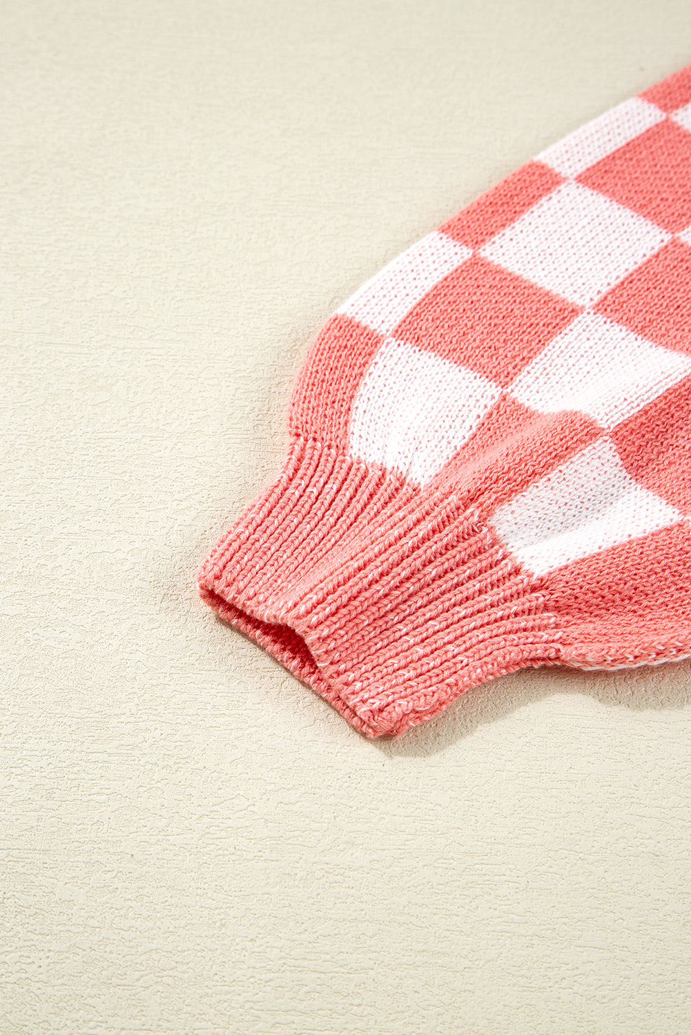 Pink Candycane Snowflake Checker Christmas Holiday Drop Shoulder Tunic Loose Sweater - Viraxa