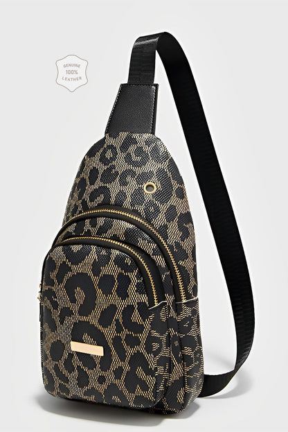 Leopard Print PU Sling Bag - Viraxa