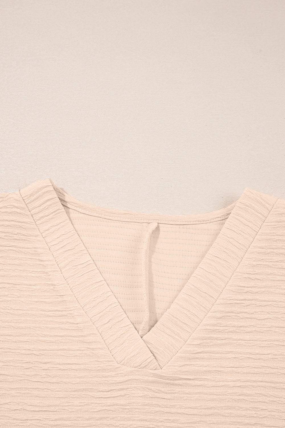 Apricot Textured V Neck T Shirt and Shorts Set - Viraxa