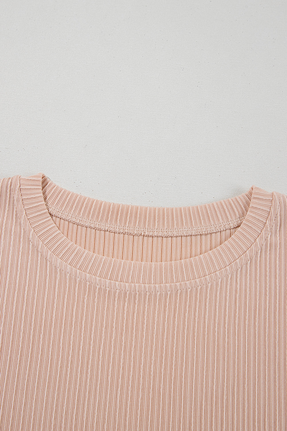 Jet Stream Textured Knit Round Neck Short Sleeve Top - Viraxa
