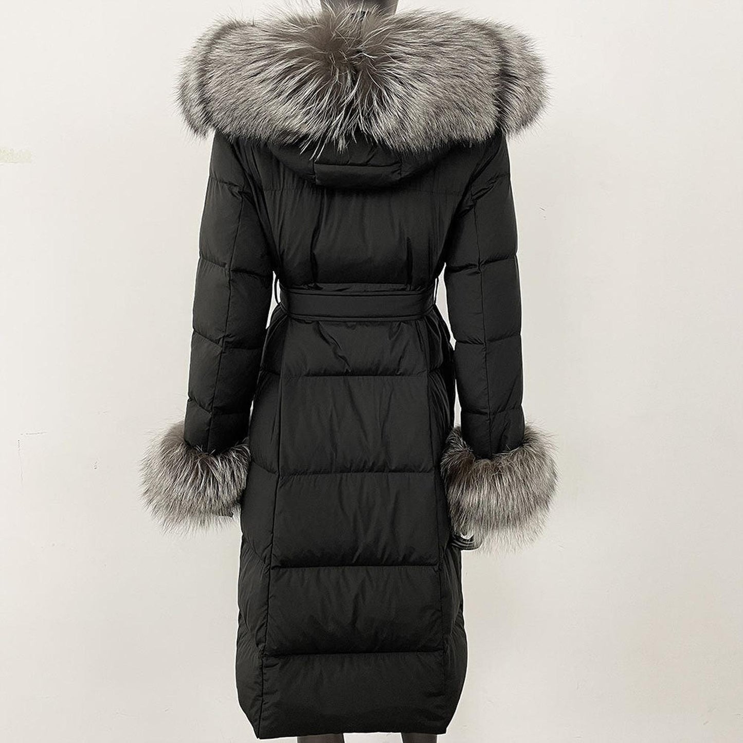 Thickened Long Section White Goose Down Slim Fit Women's Coat