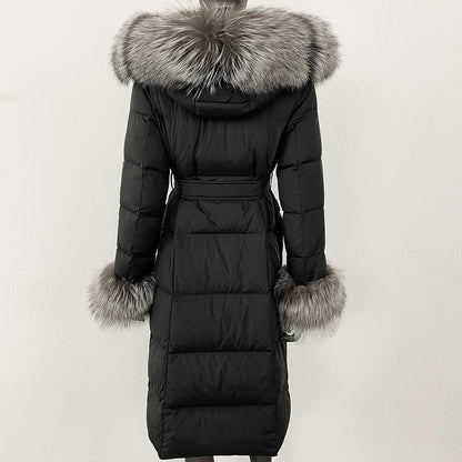 Thickened Long Section White Goose Down Slim Fit Women's Coat