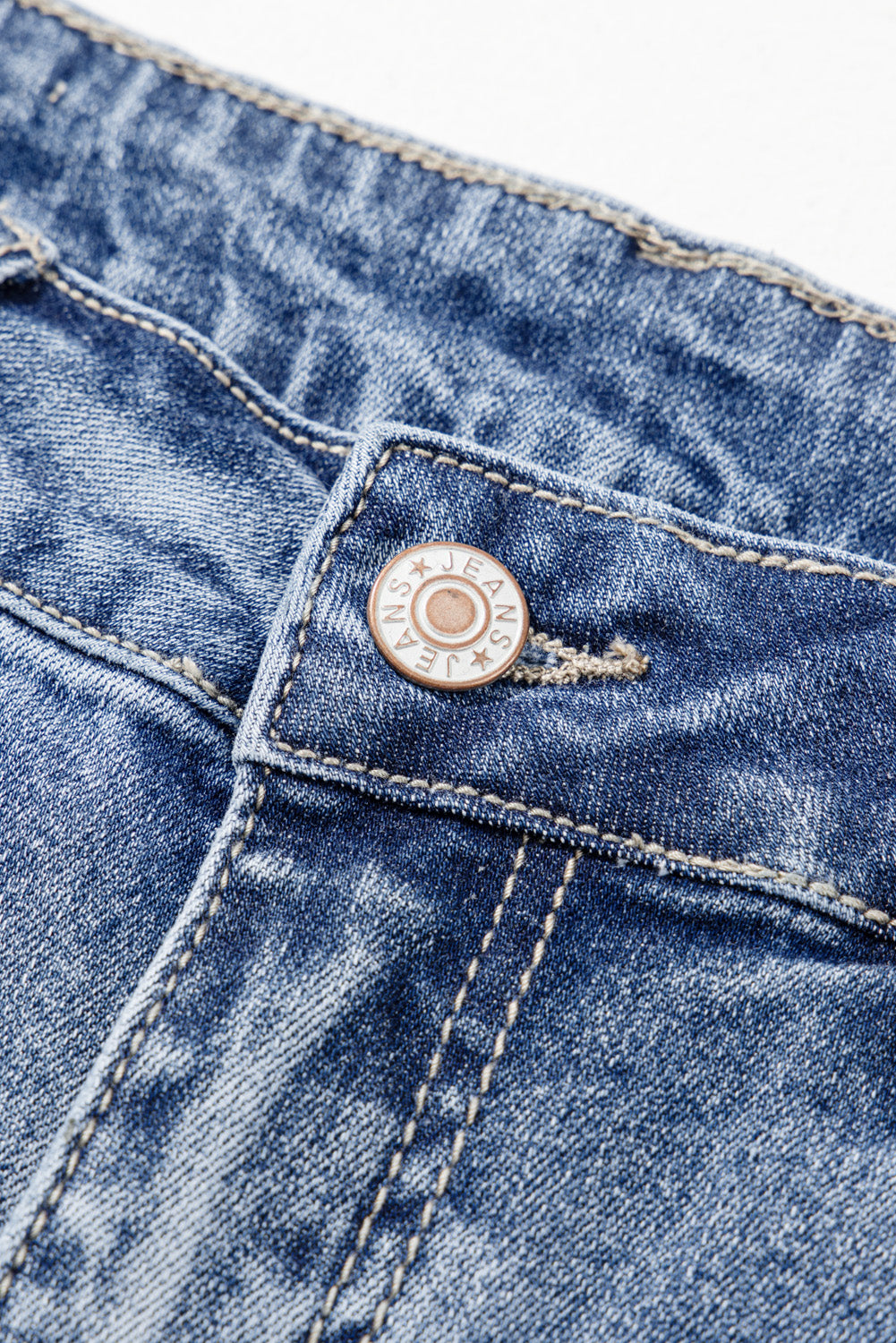 Dusk Blue High Rise Ripped Distressed Hem Flared Jeans - Viraxa