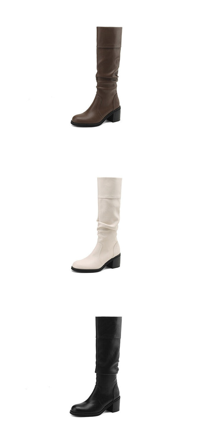 Thick Mid-heel High-top Below The Knee Women's Knight Warm Boots - Viraxa