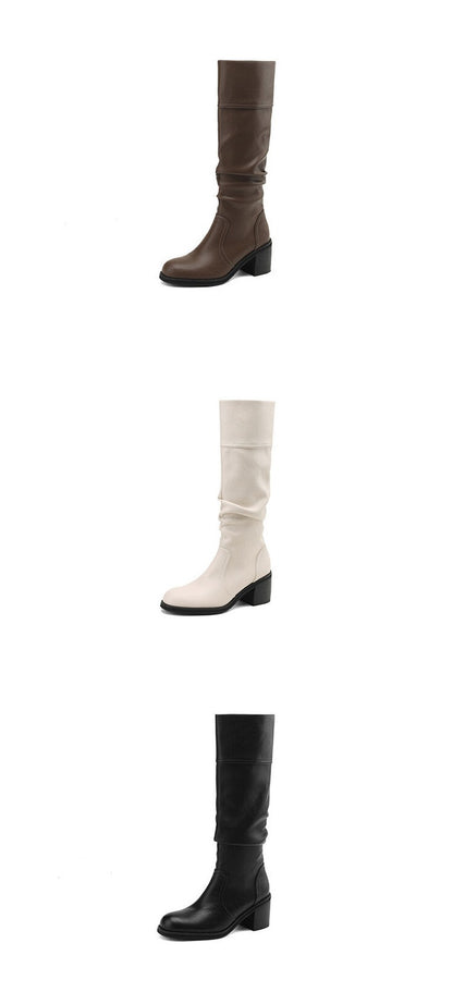 Thick Mid-heel High-top Below The Knee Women's Knight Warm Boots - Viraxa