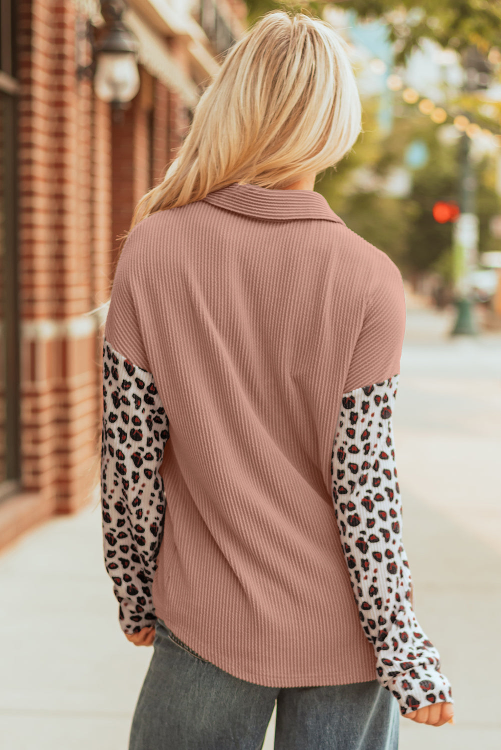 Dark Khaki Leopard Patched Twisted Ribbed Western Casual Shacket - Viraxa