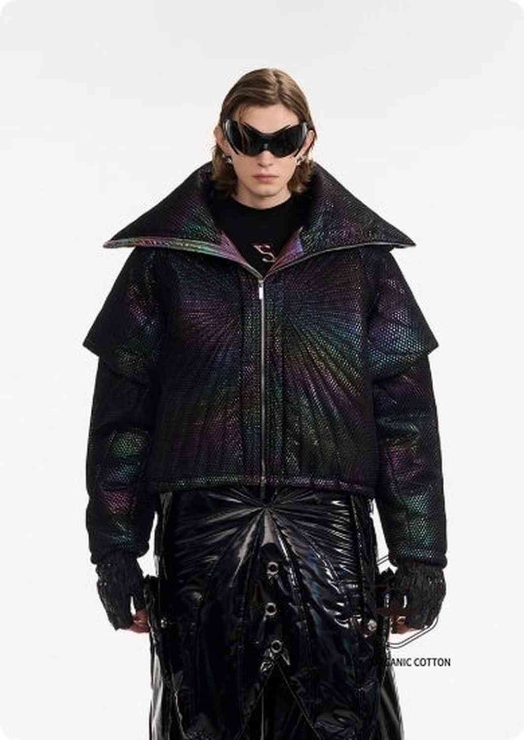 Male Dark Knight Large Collar Alien Short Cotton Jacket