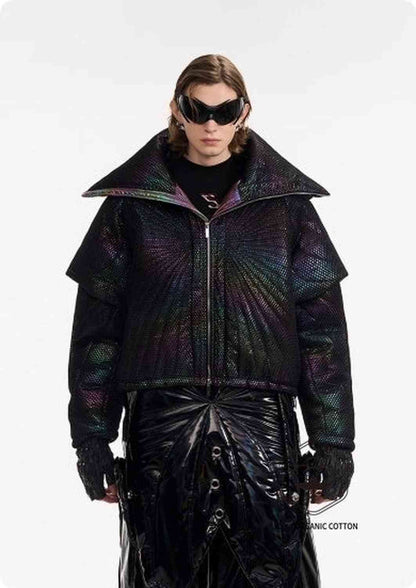 Male Dark Knight Large Collar Alien Short Cotton Jacket