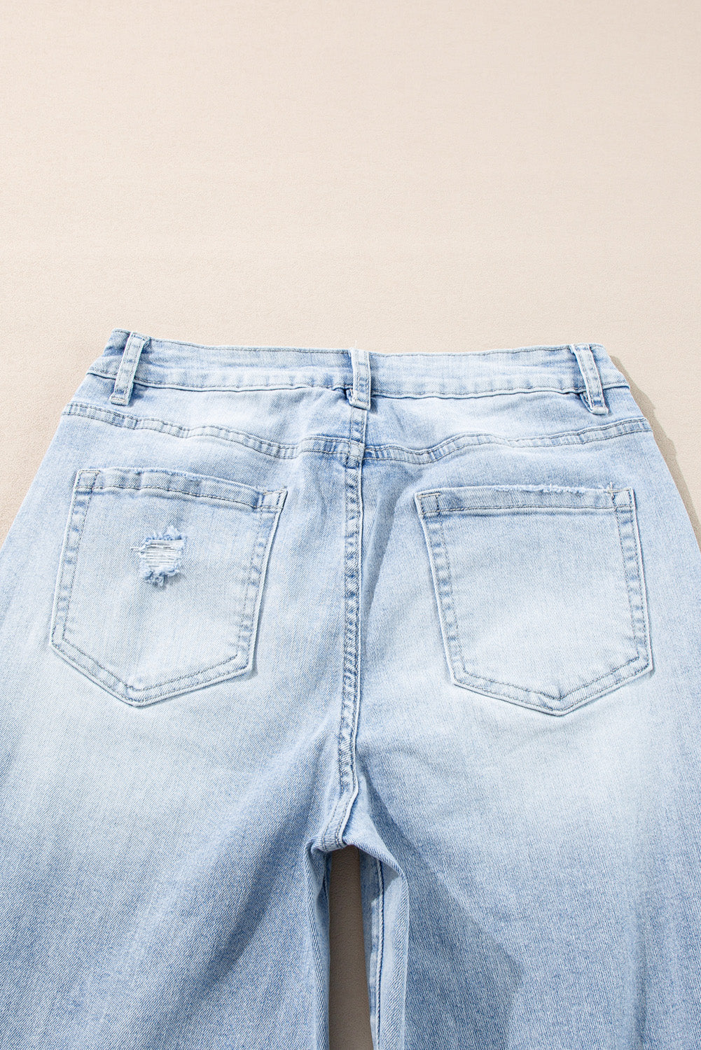 Beau Blue Light Wash Distressed Straight Jeans - Viraxa
