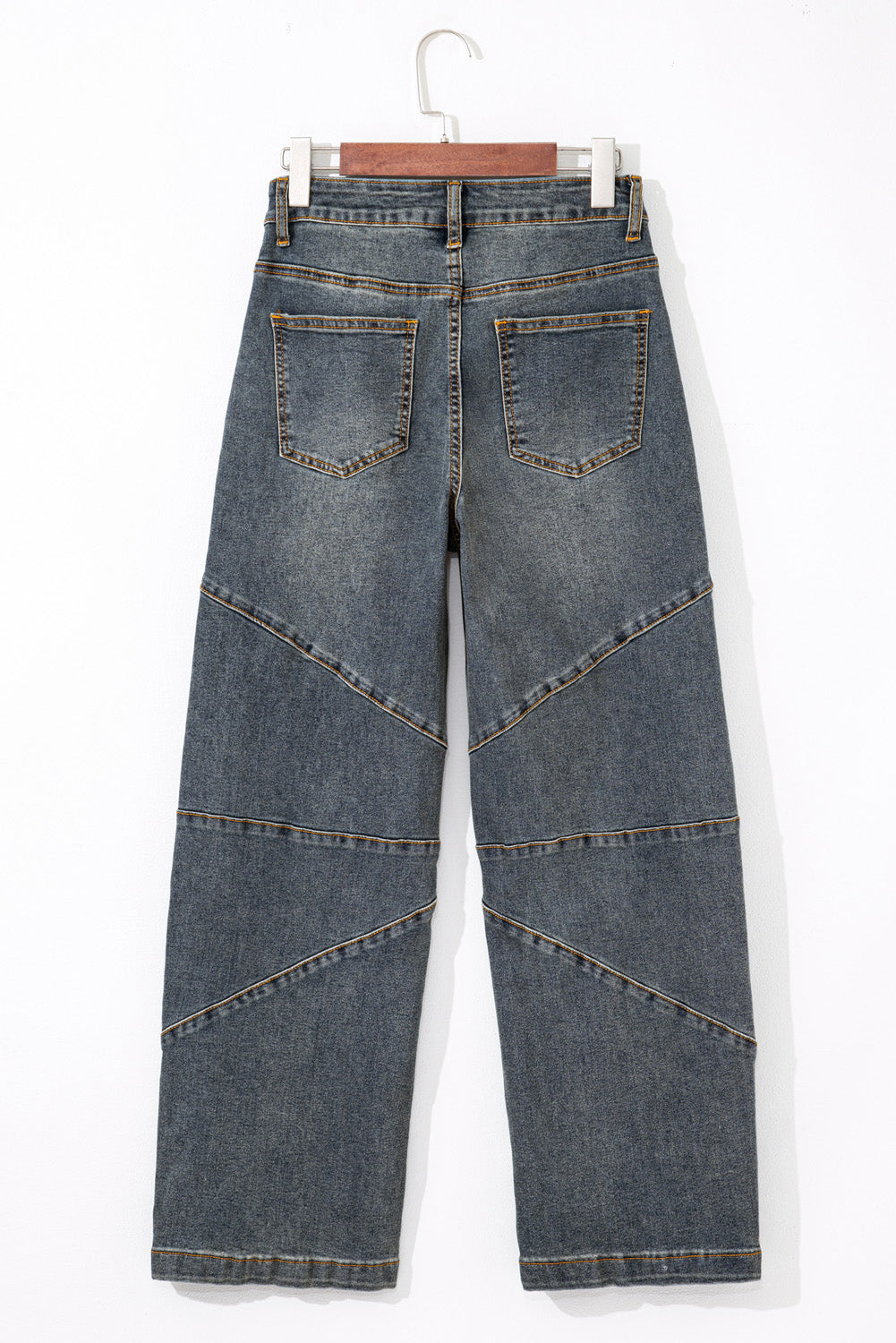 Sail Blue Exposed Stitching Loose Straight High Waist Jeans - Viraxa