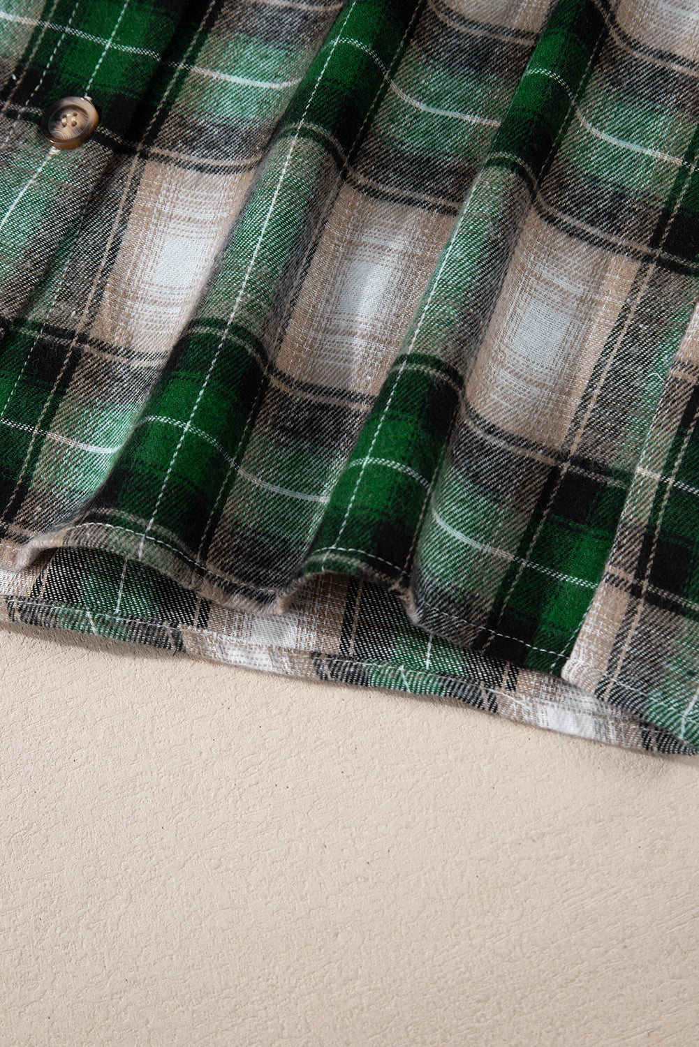 Green Plaid Print Chest Pocket Buttoned Hooded Shacket - Viraxa