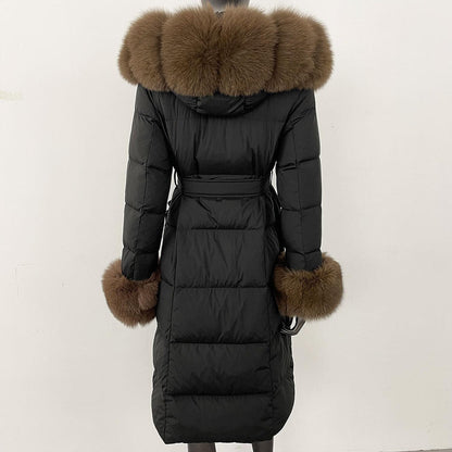 Thickened Long Section White Goose Down Slim Fit Women's Coat