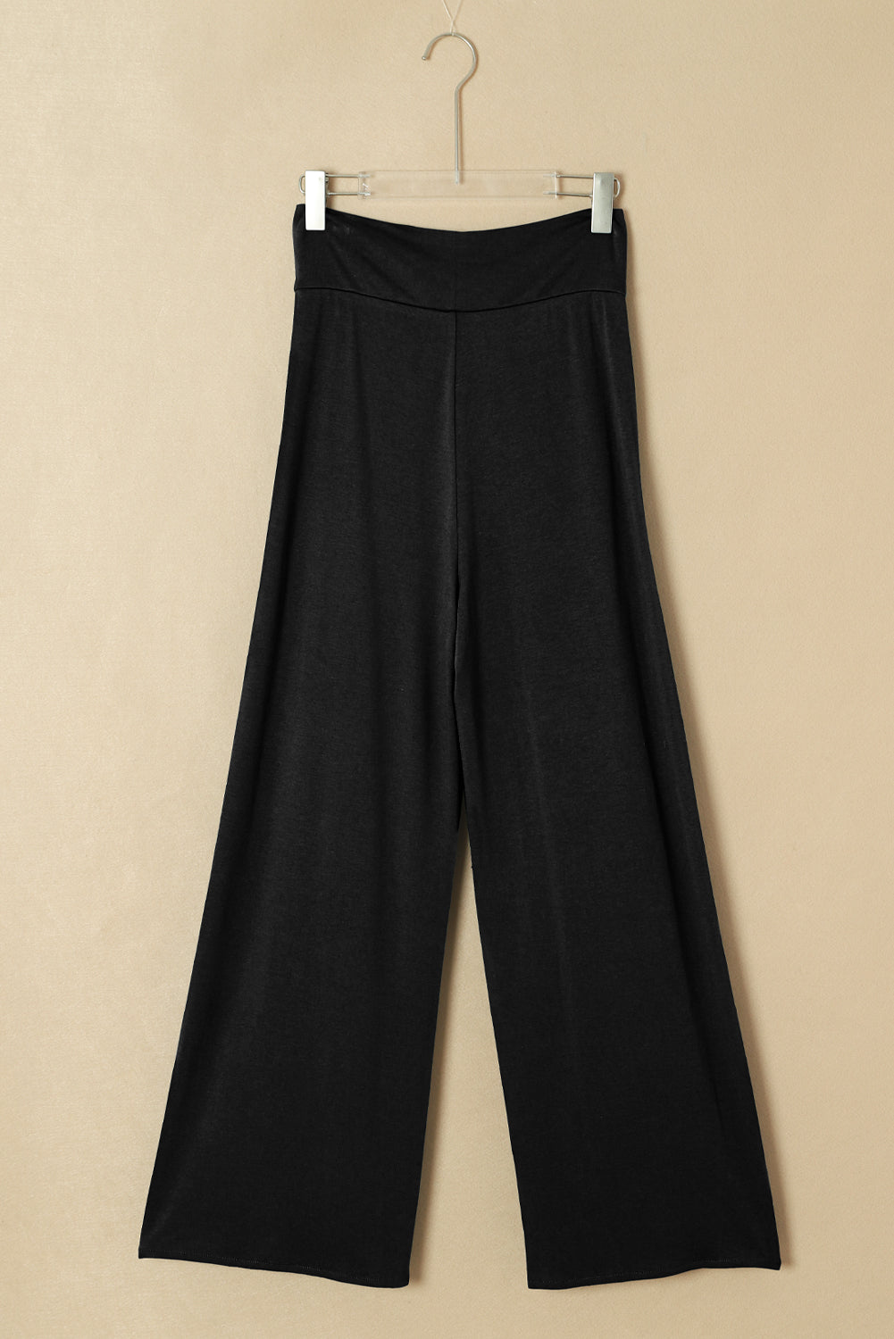 Black Knotted Drop Waist Split Leg Relaxed Pants - Viraxa