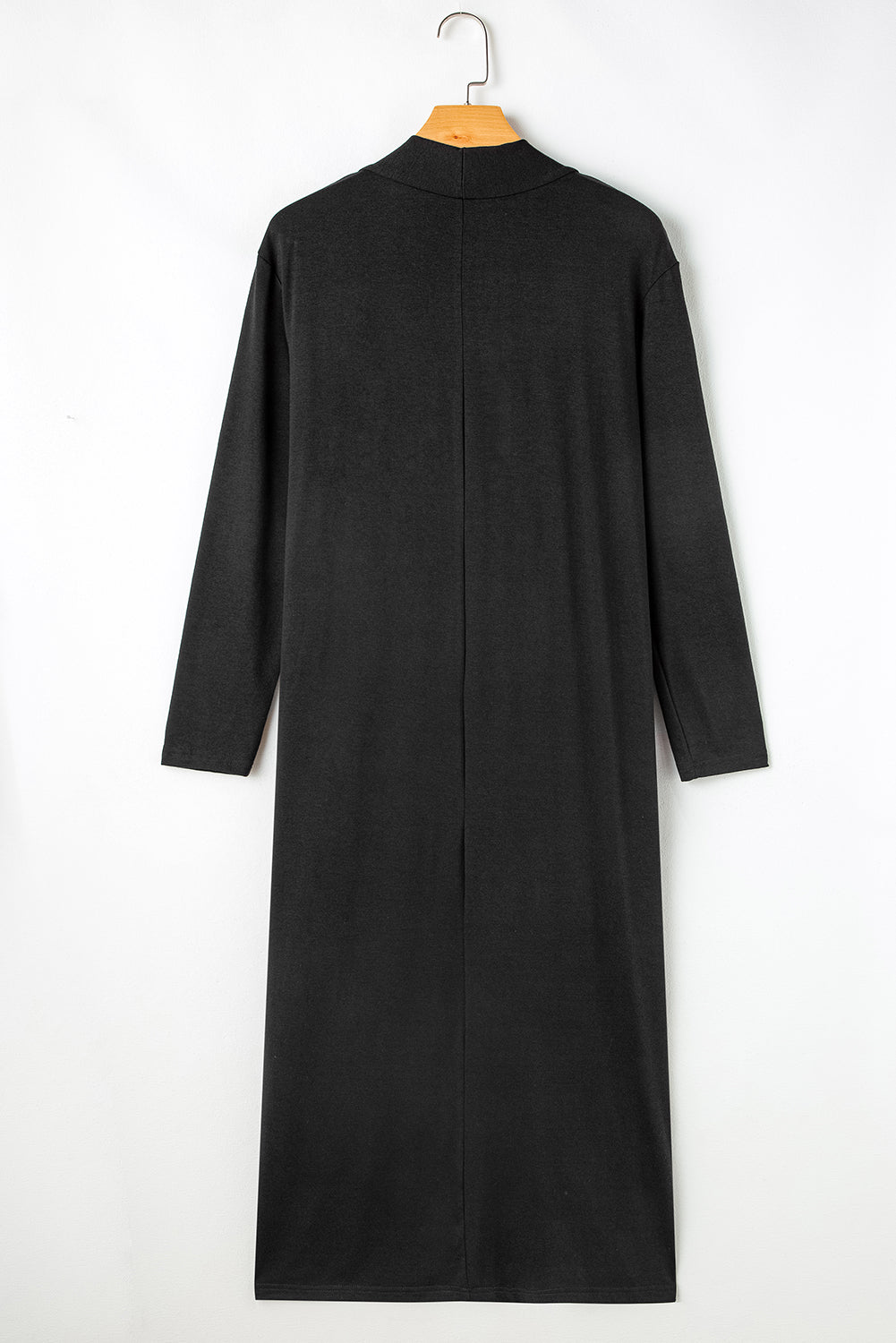 Black Split Long Cardigan and Skinny Pants Lounge Set - Viraxa