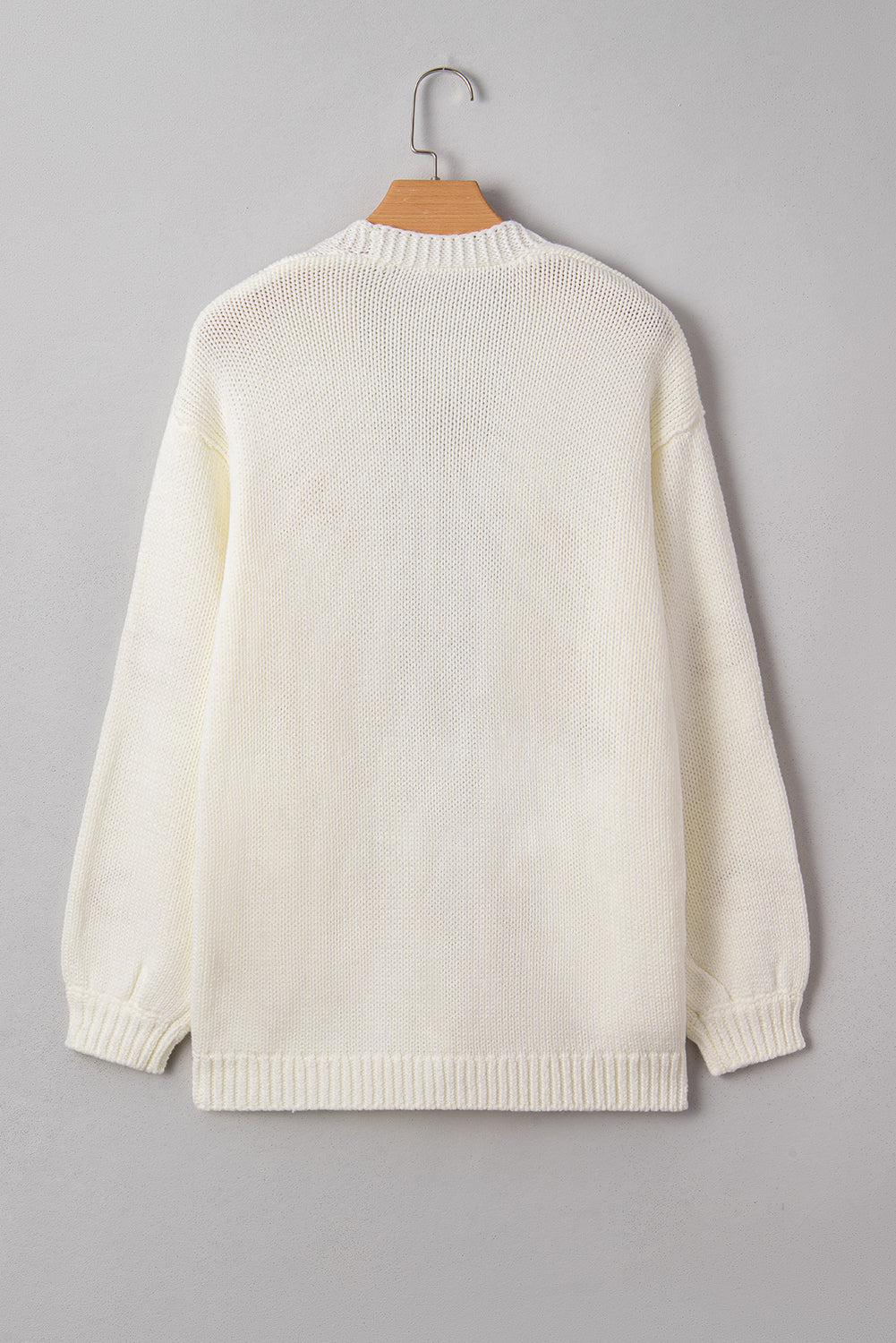 White Pumpkin Print Open Front Drop Shoulder Midi Cardigan - Viraxa