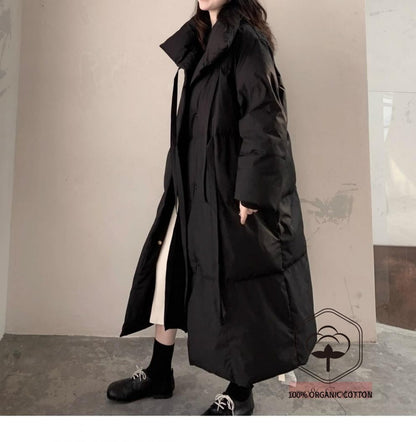 Down Cotton-padded Coat Dark Loose Lovers Three-quarter Length Women