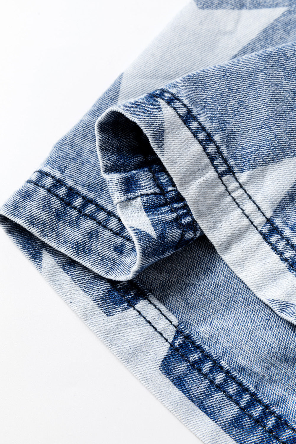 Light Blue Star Print Light Wash Drawstring Elastic Waistband Wide Leg Jeans - Viraxa