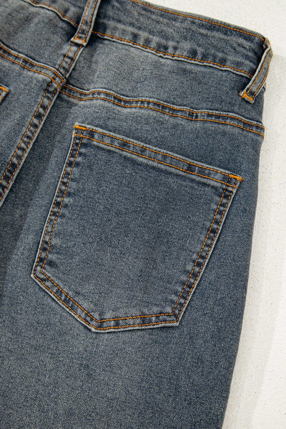 Sail Blue Exposed Stitching Loose Straight High Waist Jeans - Viraxa